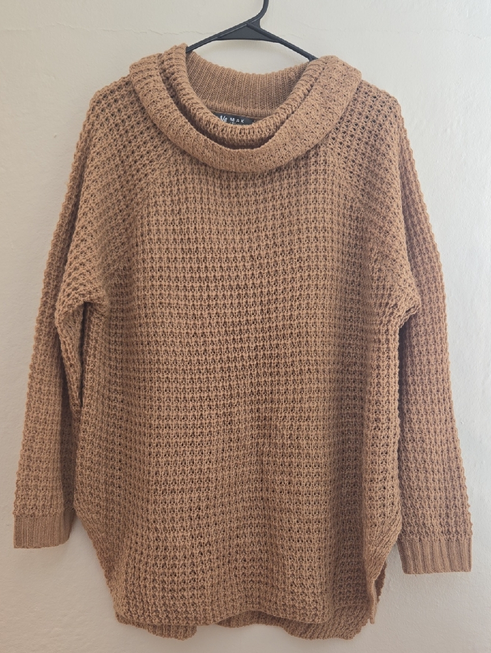 Relaxed Taupe Cowl Neck Sweater